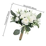 HOMENERGY Set of 6 Bridesmaid Bouquets for Wedding - 7 Inch Artificial Ivory Flower Bouquet for Party Ceremony Anniversary Dinning Table Centerpieces Decor - Ivory