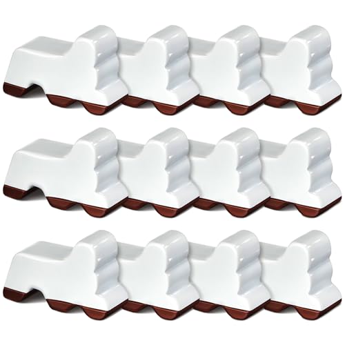 Kigeli 12 Pcs Resin Pot Feet for Outdoor Planters 3 Inch Long 1.5 Inch Tall Flower Handmade Elevator Plant Feet Frost Proof Lifter for 14-20 In Pot (White)