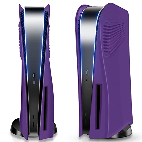SIKEMAY PS5 Console Cover Plates for Disc Edition, Playstation 5 Accessories Covers Faceplate Custom Hard Shockproof with Cooling Fan Vents Dust Protective ABS Skins Shell Side Panels - Purple