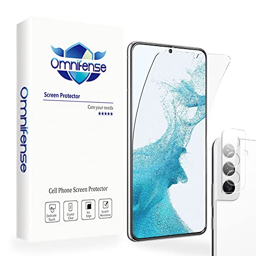 Omnifense Galaxy S22 Matte Glass Ultrathin Screen Protector 2 Pack and Tempered Glass Camera Lens Protector 1 Pack, Support in-Screen Unlock Case Friendly Smudge Resistant Scratch Resistant Surface Matte Finish Anti Glare for Samsung S22 (6.1")