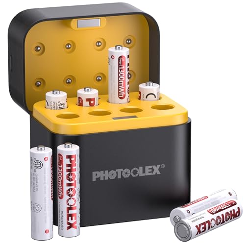 PHOTOOLEX 1300mWh Lithium Rechargeable AAA Batteries 8 Pack, 8 Bay AAA Rechargeable Battery Charger Included, Recharge up to 1600x Times Triple a Batteries, 2.2H Fast Charging