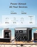 Anker SOLIX C1000 Portable Power Station with 200W Solar Panel, 1800W Solar Generator, 1056wh LFP (LiFePO4) Battery, 6 AC Outlets, Up to 2400W for Home, Power Outages, and Outdoor Camping