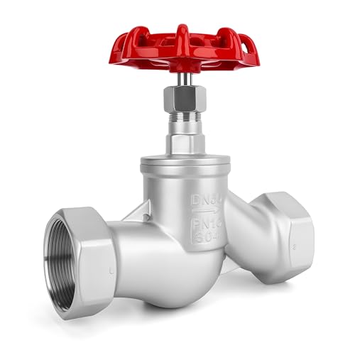 2" NPT Stainless Steel B-Type Globe Valve, Accurately Adjust Flow Rate Heavy Duty Threaded Manual Rotary Sluice Shut-off Valve for Water, Oil, Gas, Industrial Piping, and HVAC Systems (2", DN50)