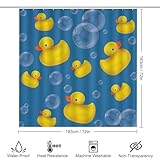 MEIKKO Rubber Ducks 4Pcs Shower Curtain Set with Non-Slip Rugs,Toilet Lid Cover and Bath Mat,Soap Bubbles Bathroom Decor with Hooks 72 X 72 Inches