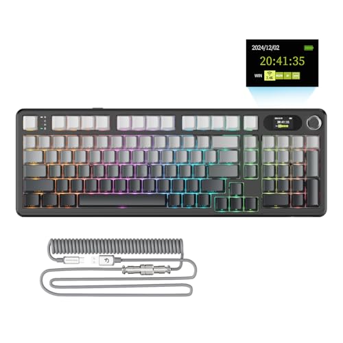 ATTACK SHARK X98PRO Wireless Mechanical Keyboard,Multi-Function Knob&TFT Screen,Tri-Mode BT/2.4G Hz/USB-C Wired Keyboard,Hot-Swappable RGB Backlit,4000mAh Cloud Drive,for Win/Mac/Linux-Moonlit Night