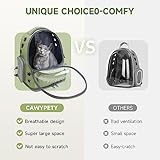 Cawypety Cat Backpack Carrier, Breathable Cat Carrier Large Space Bubble Pet Backpack for Kitty Small Dog up to 15lbs, Transparent & Foldable Pet Carrier for Travel Hiking