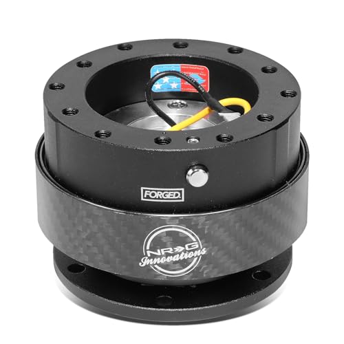 NRG Innovations Gen 2.0 Steering Wheel Quick Release Kit,Black Body, Black Carbon Fiber Ring, 6x70mm & 6x74mm Bolt Pattern, NRG-SRK-200CF
