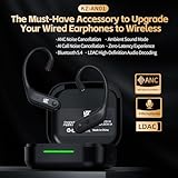 KZ AN01 True Wireless Bluetooth 5.4 Earhook, Bluetooth Adapter for in-Ear Monitor with 4 Mic AI ANC, 0.75/0.78mm 2Pin Connector with Charging Case, Supports Fingertip Controls & LDAC SBC