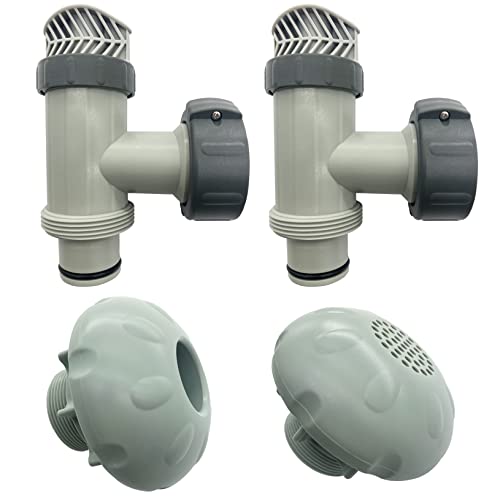 UcarSoon 2 Pack Plunger Valve & Fitting Inlet Water Nozzle & Fitting Outlet Strainer Grid Replacement for Ground Pool Parts Kit （4 Pack）