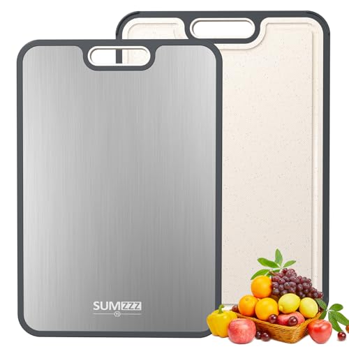 Titanium Cutting Board for Kitchen, Cutting Board Double Sided Food Grade, Pure Titanium and Wheat Straw PP, Dishwasher Safe Easy to Clean Large Size 16”×11”