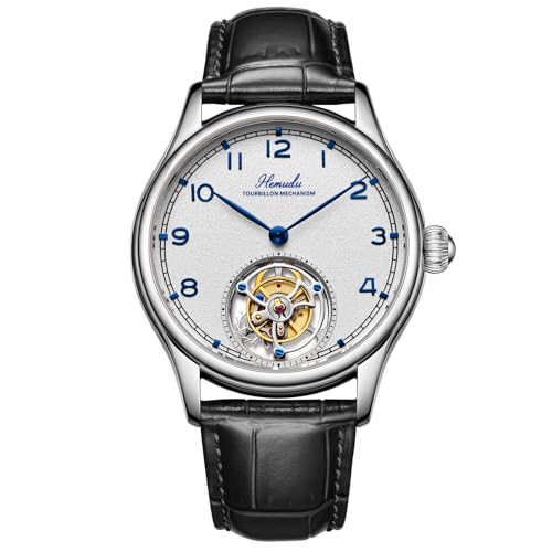 HEMUDU Original Tourbillon Mechanical Skeleton Sapphire Waterproof Watch, Stainless Steel Luxury Wristwatch