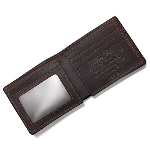 Personalized Engraved Wallet for Boyfriend Husband from Wife Girlfriend - Valentines Day Christmas Birthday Anniversary Wedding - I Love You - Men Bifold Leather Wallets for him