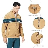 LBL Leading the Better Life Men's Activewear Full Zip Warm Tracksuit Sports Set Color Matching Casual Sweat Suit Khaki XL