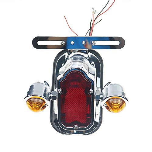 Chrome Tombstone Metal Tail Light Turn Signal For Harley Chopper FLSTN FLSTSC Custom