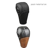 bao hu shen Custom Fit Black Genuine Leather Gear Shift Knob Cover for GMC Acadia 2007 08 09 10 11 12 13 14 15 2016 Automatic Accessories (Black Skin and Black Thread)