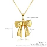 Z ZACHÉ Gold Plated Bow Necklace for Women Smooth Dainty Bowknot Pendant Chain Necklace Female Jewelry,17.71"