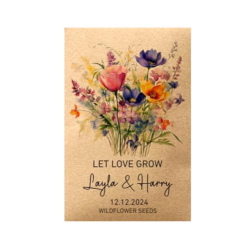 Wildflower Seed Packet Wedding Favors with Seed Include, Personalized Gifts for Bridal Shower Guests, Bridal Shower Gift Bags for Wedding Souvenirs, 50Pcs