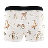 ZZKKO Deer Hedgehog Fox Bunny Squirrel Bird Snail Men's Boxer Briefs,Men's Trunks Underwear Briefs for Men Breathable and Soft M