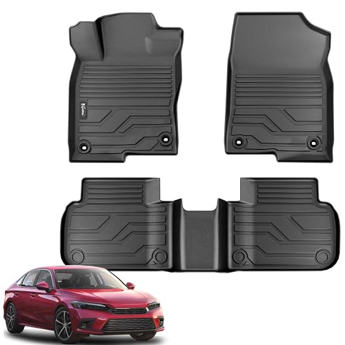 KARPAL Floor Mats for Honda Civic 2022-2025 Sedan Hatchback Si (Include Sport), 2nd Row with & w/o USB Port, for Acura Integra 2023-2025, TPE All Weather Protection Car Floor Liners Civic Accessories