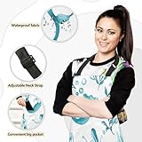 Hzwxjrlf 5-Piece Set of Chef Apron ，Oven Mitts and Hot Pads, Suitable for Kitchen Hot Pads for Kitchen, Apron and Oven Mitt Set, with Adjustable Kitchen Apron Neck Strap （Princess Mermaid）