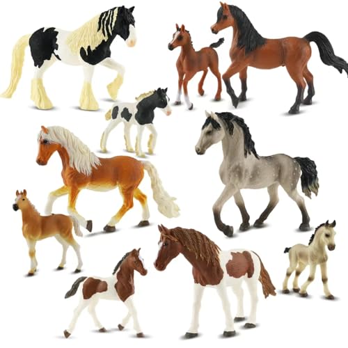 Zippytots 10PCS Horse Figurine Set Realistic Horse Figure Toys for Toddlers Educational Gift for Kids Perfect Party Favors Animal Figure Learnig Toys