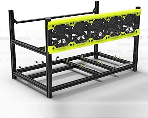 HLL 6 GPU VEDDHA V3D Aluminum Stackable Open Air bitcon Ethereum Miner Mining rig Rack Case Computer Tower ETH Miner Frame Rig,Black,V3D-6GPU