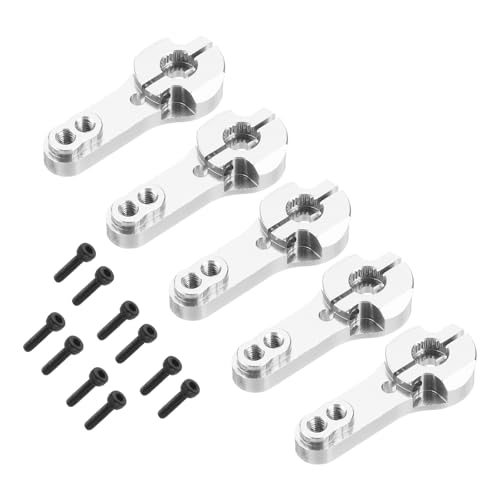 MECCANIXITY 10 Pcs Aluminum Servo Horn 25T Steering Arm 35mm Length Silver Suitable for DIY RC Car/Boat/Airplanes Boat Model Accessories with 2 Pcs Screws