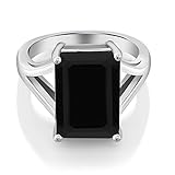 Gem Stone King 5-10 Cttw Gemstone Birthstone Solitaire Engagement Ring For Women | 925 Sterling Silver | 14X10MM Emerald Cut | Wedding Anniversary Promise Ring For Women | Available In Size 5-9