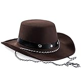 Funny Party Hats Brown Felt Cowboy Hat for Kids and Babies - Western Party Hat - One Size Fits Most