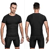 Niksa Men's Compression Shirts 3/5 Pack, Short Sleeve Athletic Compression Tops Cool Dry Workout T Shirt Dark Black