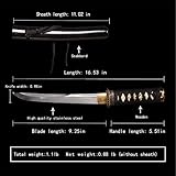 SV Mini Katana Samurai Sword Tanto Japanese Little Samurai Short Sword 1045 Medium Carbon Steel Full Tang Hand Forged Sharp 16.53 Inch Black