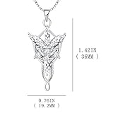 JO WISDOM Arwen Evenstar Necklace,925 Sterling Silver Lord of The Ring Hobbit Pendant Necklace with 5A Cubic Zirconia,Elvish Jewelry for Women