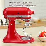 Stainless Steel Dough Hook for KitchenAid 4.5-5 Quart Tilt-Head Stand Mixers, Dishwasher Safe Metal Kneading Bread Hook Attachment for Kitchen Aid