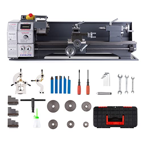 CREWORKS 8.7 x 23.6" Mini Metal Lathe Machine, 1100W Automatic Variable-Speed Metal Wood Cutting Tooling