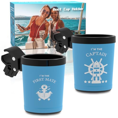 Boaton Boat Gifts for Men, Boat Gifts for Couples, Marine Boat Rail Cup Holder, Boat Drink Holder, No Drilling Install On Bimini Top Cover Or Pole, Boat Accessories Gifts for Men