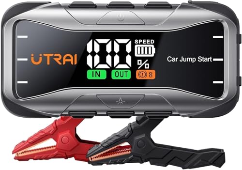 UTRAI 6000A 12V Battery Jumper Starter Portable, 27000mAh Car Battery Charger for All Gas and 12L Diesel Engines, Battery Booster, 65W Fast Charging USB-C Jump Box with Jump Cables, 600LM LED Light