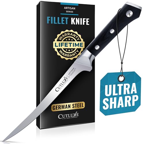 Cutluxe Fillet Knife for Fish & Meat – 7" Fish Knife for Filleting – High Carbon German Steel, Flexible, Full Tang & Ergonomic Handle Design – Artisan Series