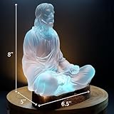 Jesus Statue for Home Decor 8" Sea Glass (Frosted Acrylic) - Meditation Decor with LED Lights - Sculpture for Any Room - Christian, Spirtual Gift for Women & Men