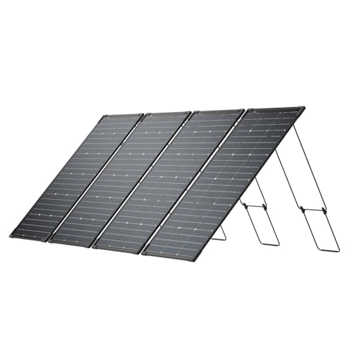 EF ECOFLOW 4PCS 125W Solar Panels, 500W Bifacial Rigid Modular Solar Panel Up to 25% Efficiency with IP68 Waterproof Rate, Adjustable Support and Solar Angle Guide for Camping, RVs & Home