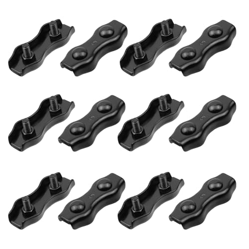 Pastlla 12 Pcs 316 Stainless Steel Duplex Wire Rope Clip, Metal Double Bolt Cable Clamp, Fit 5mm Diameter Wire Cable Rigging Hardware, for Industrial, Home Renovation and Aquaculture, M5(1/5")