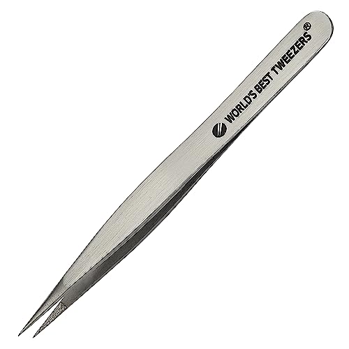 World's Best Tweezers Splinter Out Needle Nose Tweezers - High Precision Fine Point Stainless Steel for Ingrown Hair, Ticks, Glass Removal - Diamond Tip Professional Tool for Face & Eyebrows