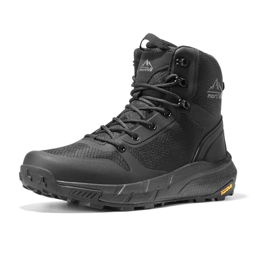 NORTIV 8 Men's Military Tactical Boot Lightweight Comfortable Boots for Work All Day Side Zipper Motorcycle Combat Hiking Boots 8 Inches Metrostrike,Size 8,Black,SNMT241M