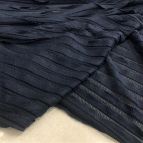 Elastic Knitted Fabric Cotton Navy Blue Stripes Knitwear Dress Fabrics for by The Yard Designer for DIY Sew Cloth S 1.5 Meters