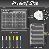 DIYMAG 4Pcs Acrylic Magnetic Dry Erase Calendar for Fridge, White Clear Calendar Planning Board Set Magnetic Weekly Monthly Planner Menu for Refrigerator with 6 Highlight Markers Transparent Color