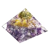 9.5CM Large Size Tree of Life Orgonite Pyramid Peridot with Amethyst Crystal Healing Stone Chakra Energy Orgone Pyramide Meditation Gift