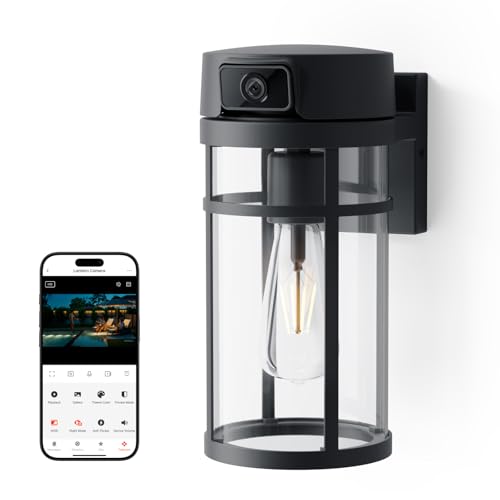 Jarnex Outdoor Wall Lantern Light Camera, 2K Wi-Fi Security Cam with AI Human Detection, Pan & Tilt, Dusk to Dawn, 2-Way Audio, Cloud/SD Storage, Wall Sconce Camera for Porch, Garage, Patio, Doorway
