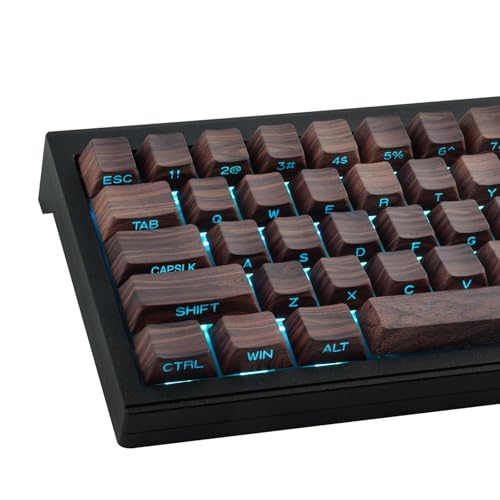 Tsungup Custom Keycaps 75 Percent,PBT Side Print 136 Keys Retro Brown Key caps Wooden Walnut Textures Keycap Set,Shine Through Duy Sub Cherry Profile Keyboard Keycaps