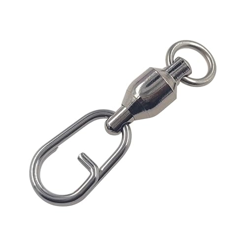 Fishing Ball Bearing Swivel Fishing Split Ring Fast Link Fishing Lures Stainless Steel Solid Welded Rings Barrel Swivels Saltwater (Ball Bearing Swivel with Split Ring (8454), 5#-1.3INCH/110LB)