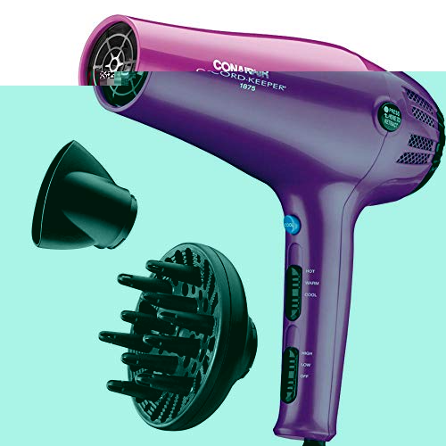 Conair Hair Dryer with Retractable Cord, 1875W Cord-Keeper Blow Dryer,Pink