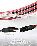 BougeRV 60 Feet 10AWG Solar Extension Cable with Female and Male Connector with Extra Pair of Connectors Solar Panel Adaptor Kit Tool (60FT Red + 60FT Black)